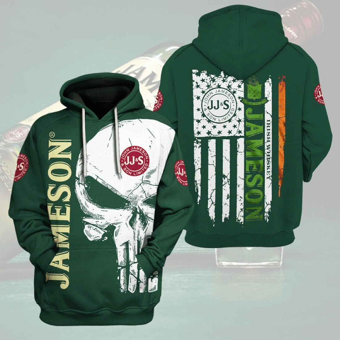 Jameson Irish Whiskey Skull Fan Gift, Jameson Irish Whiskey Aop Hoodie