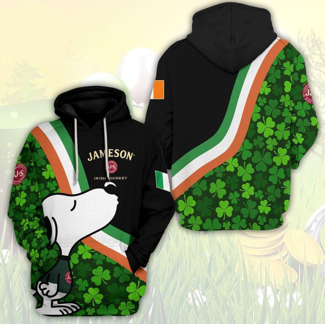 Jameson Irish Whiskey Snoopy Happy Patrick's Day All Over Print Hoodie
