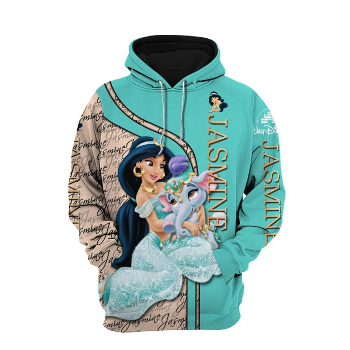 Jasmine Princess Fan Gift, Jasmine Princess Gift, Stylist Unisex Cartoon Graphic Outfits Aop Hoodie, Zip Hoodie