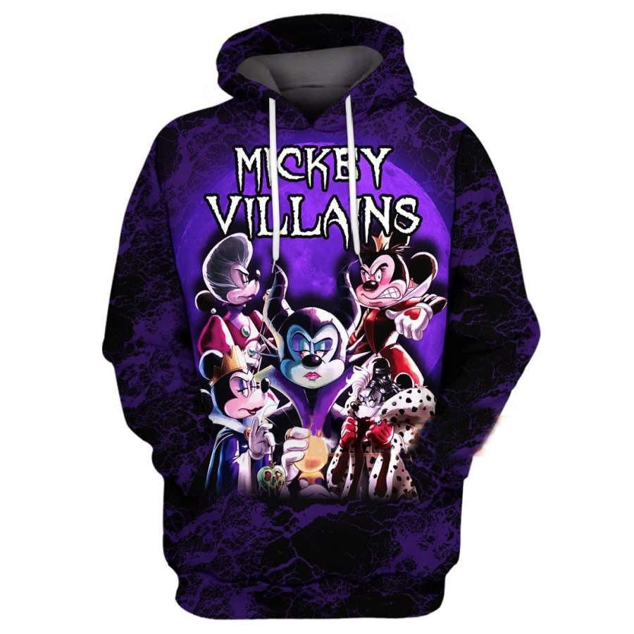 Disney Minnie And Mickey Mouse, Minnie And Mickey Villains Aop Hoodie