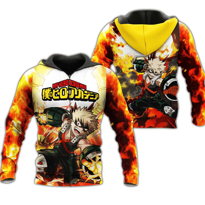 Katsuki Bakugou My Hero Academia Anime Manga For Men And Women 3d Hoodie Zip Hoodie
