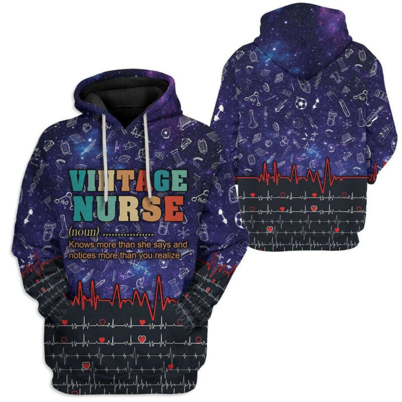Nurse Hoodie Vintage Nurse Definition 3d Hoodie Zip Hoodie