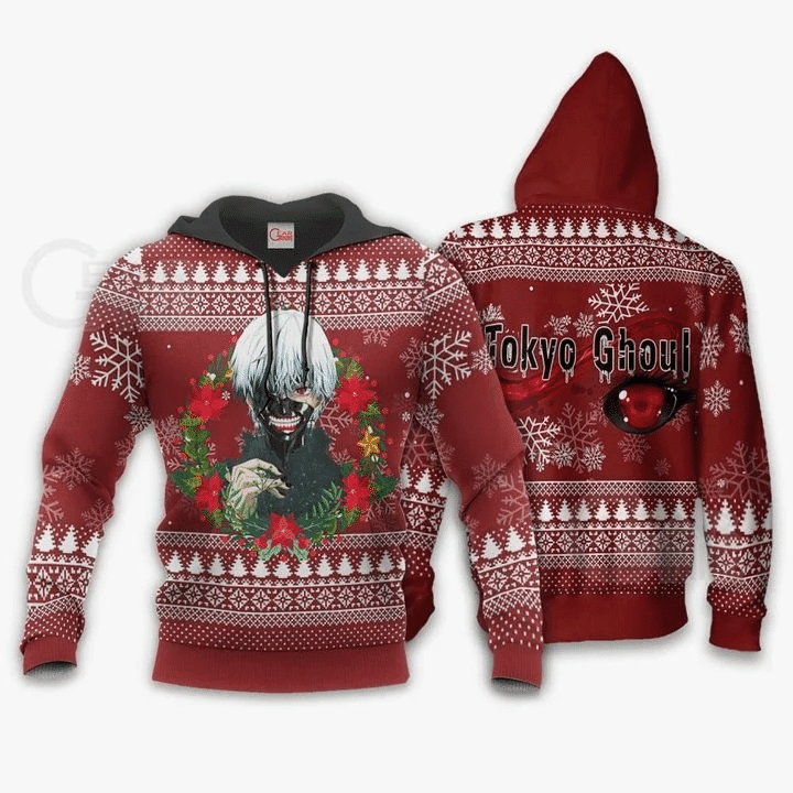 Ken Kaneki Cool Ugly Christmas Tokyo Ghoul Anime Manga For Men And Women 3d Hoodie Zip Hoodie