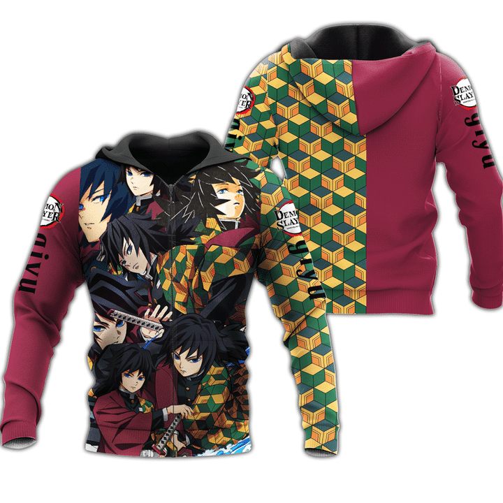 Giyu Demon Slayers Anime Manga For Men And Women 3d Hoodie Zip Hoodie