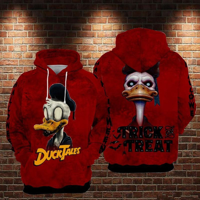 Donal Duck Zombie Halloween Theme Over Print 3d Hoodie Zip Hoodie