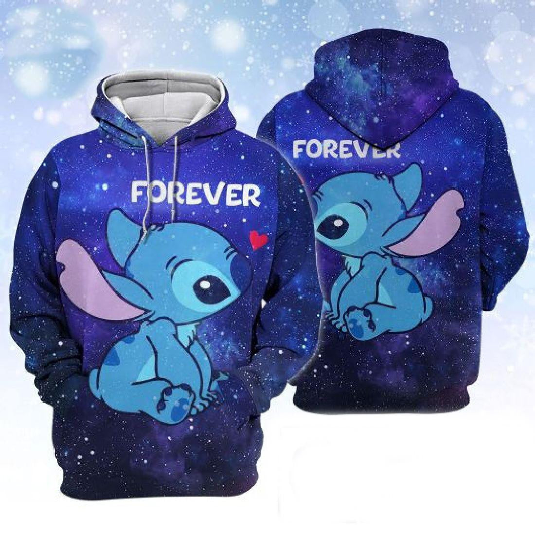 Lilo And Stitch Fan Gift, Disney Stich Forever Love All Over Print Hoodie