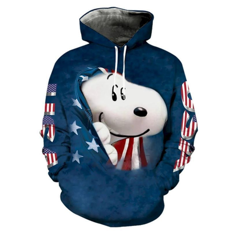 American Flag Snoopy Full All Over Print 3d Hoodie Zip Hoodie 1011