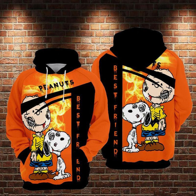 Snoopy And Charlie Brown Zombie Best Friend Over Print 3d Hoodie Zip Hoodie