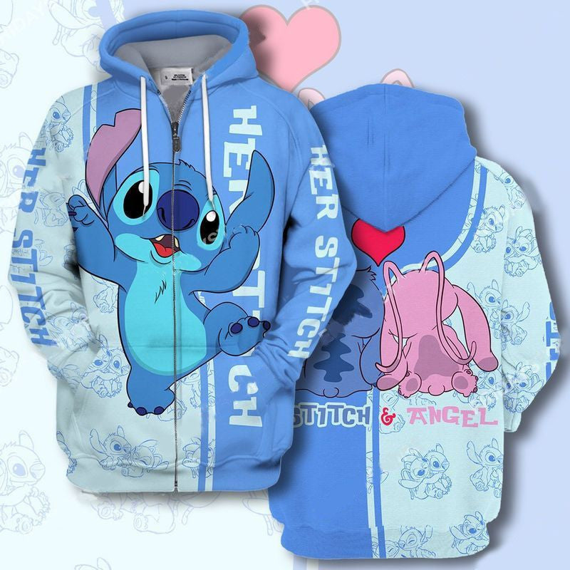 Las Her Stitch Adorable Couple All Over Print 3d Hoodie Zip Hoodie