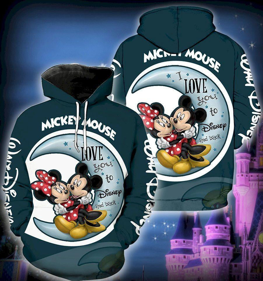 Mickey And Minnie Mouse Disney Love, I Love You To Disney And Back Aop Hoodie