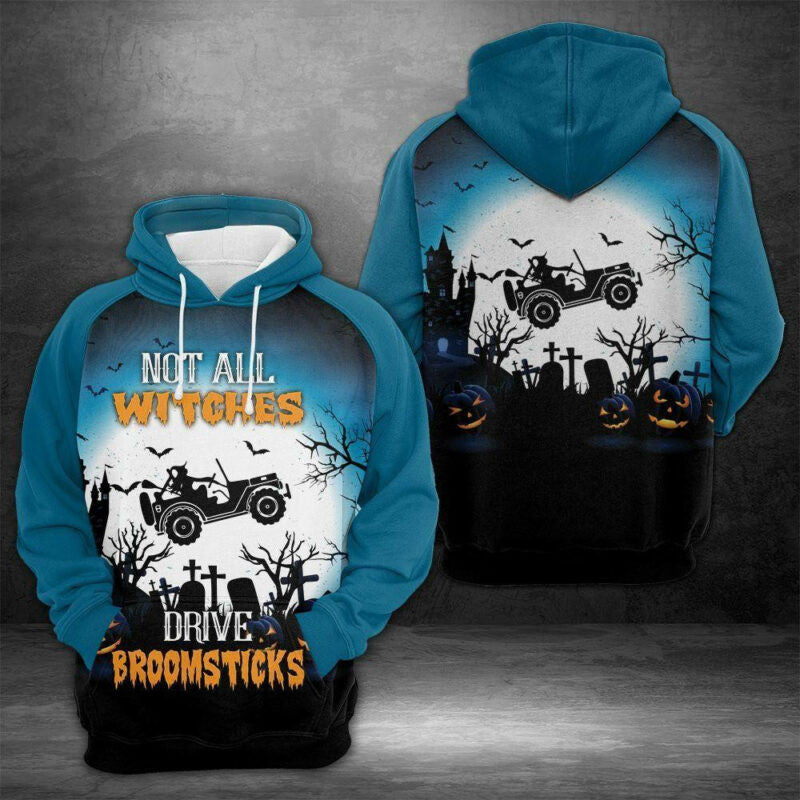 Halloween Hoodie Witch Hoodie Not All Witches Drive Broomsticks Blue 3d Hoodie Zip Hoodie