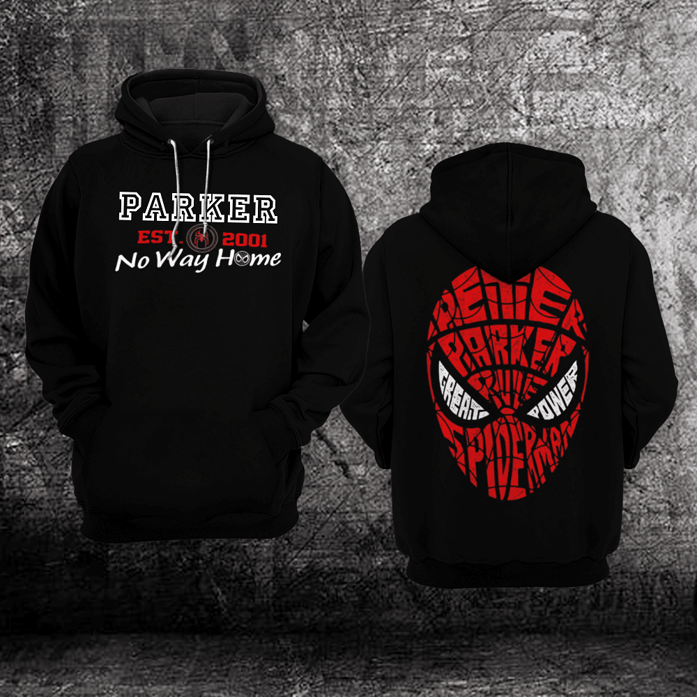 Spider Man No Way Home Marvel Comics, Parker Est 2001 No Way Home, Peter Parker Great Power All Over Print Hoodie