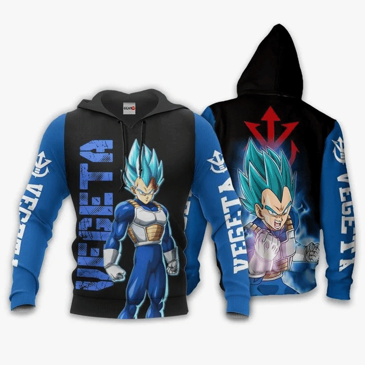 Dbz Vegeta Saiyan Blue Dragon Ball Anime Manga For Men And Women 3d Hoodie Zip Hoodie