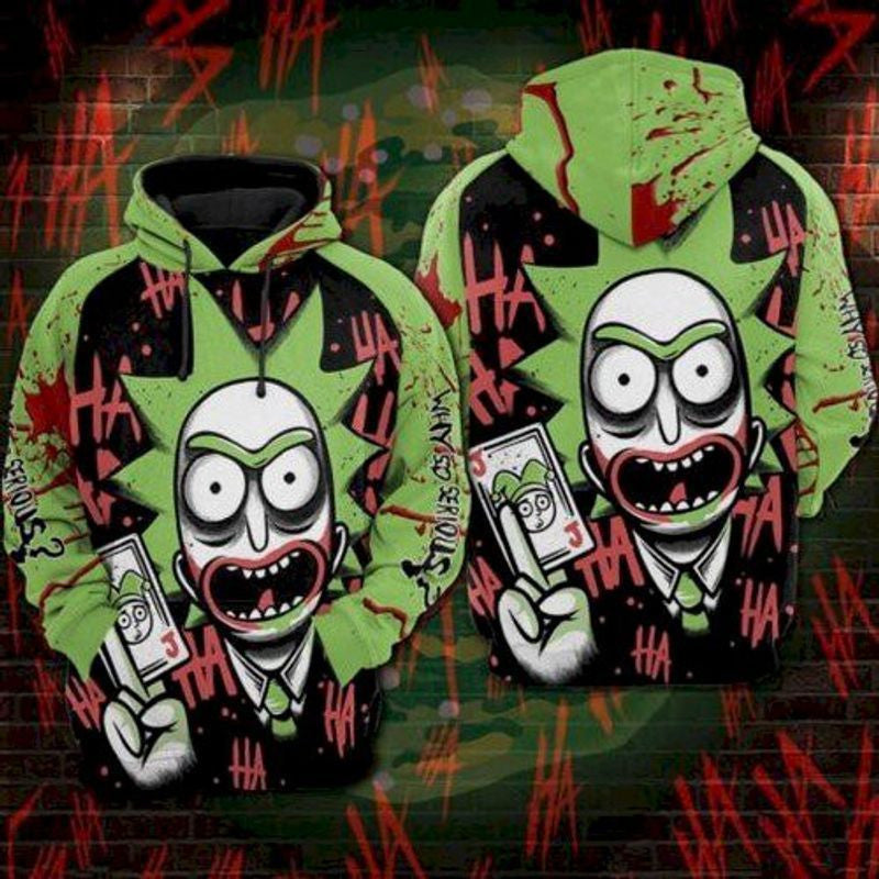 Rick Sanchez And Morty Joker Green Black 3d T Shirt Sweatshirt Zip Hoodie Bomber 868