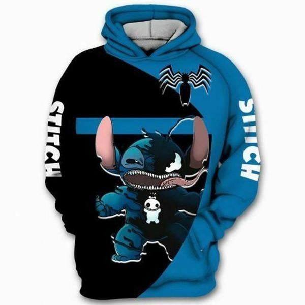Venom Stitch, Venom Marvel Comics, Stitch Disney All Over Print Hoodie