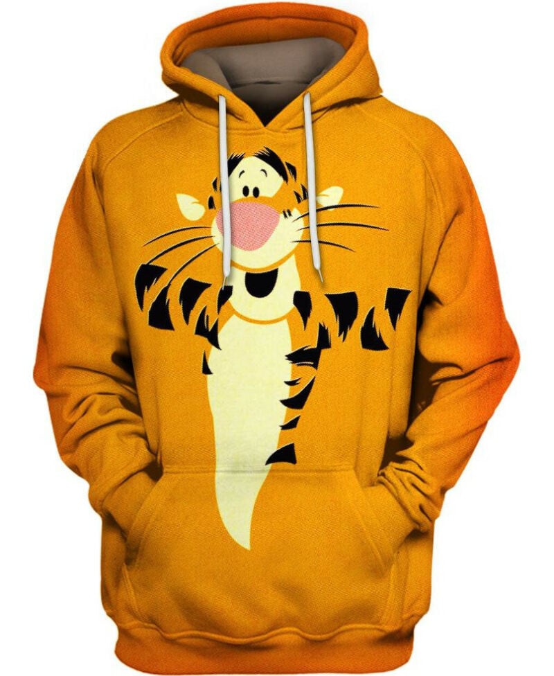 Orange Tigger 3d Hoodie Zipper Hoodie