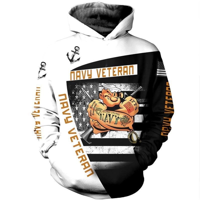 Navy Veteran American Flag 3d Hoodie All Over Printed Hoodie