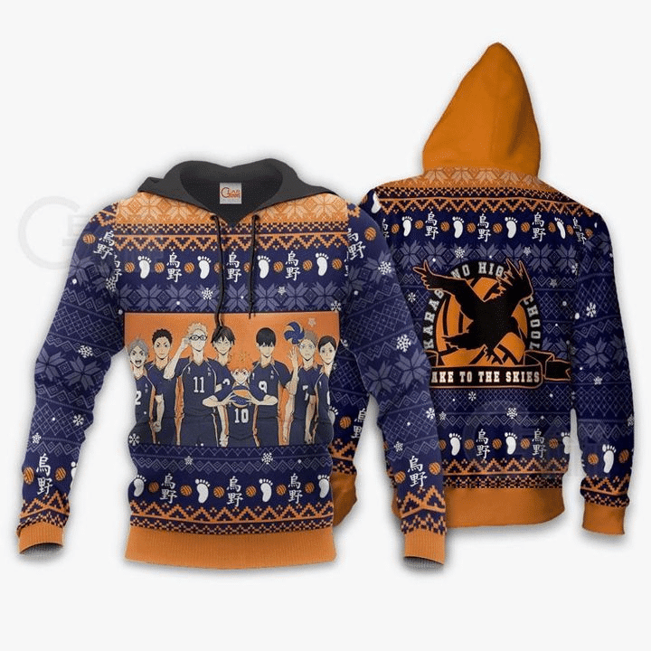 Karasuno Ugly Christmas Haikyuu Anime Manga For Men And Women 3d Hoodie Zip Hoodie