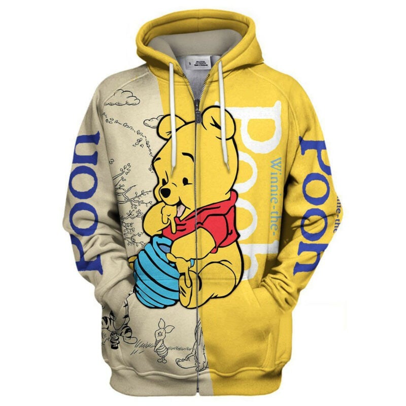 T-shirt Pooh Yellow 3d Print T-shirt Hoodie Adult Full Print
