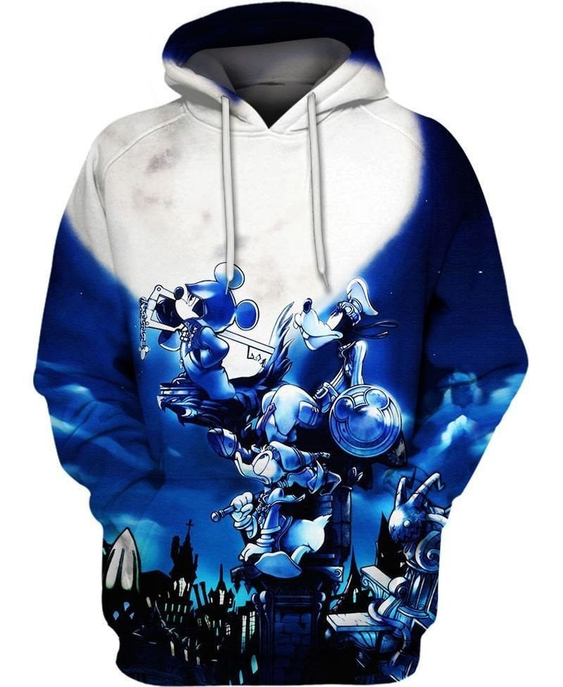 Kingdom Heart Mickey Goofy Donald Watching The Moon Over Printing Hoodie 3d T Shirt Sweatshirt Zip Hoodie Bomber 161