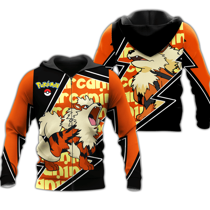 Arcanine Pokemon Anime Manga For Men And Women 3d Hoodie Zip Hoodie