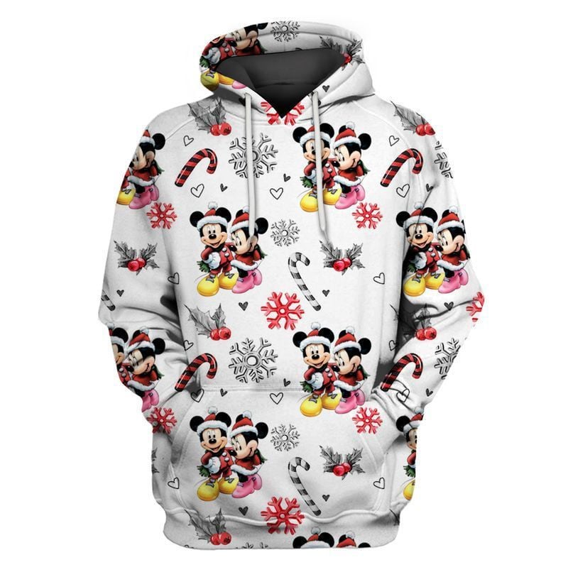 Mickey And Minnie Christmas Over Print 3d Hoodie Zip Hoodie