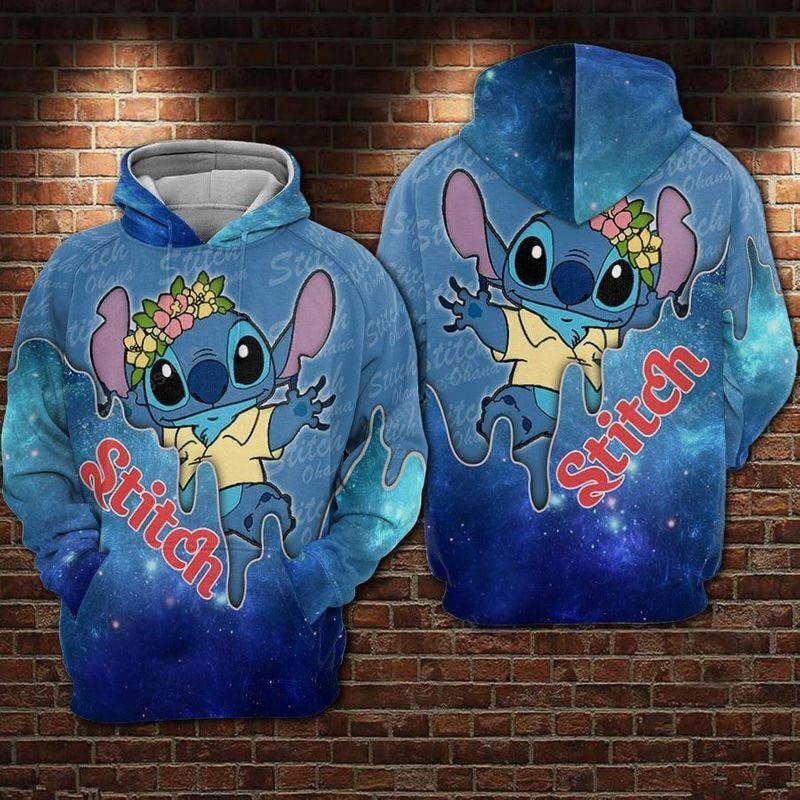 Lilo And Stitch Disney, Stitch Hawaii Flower Aop Hoodie