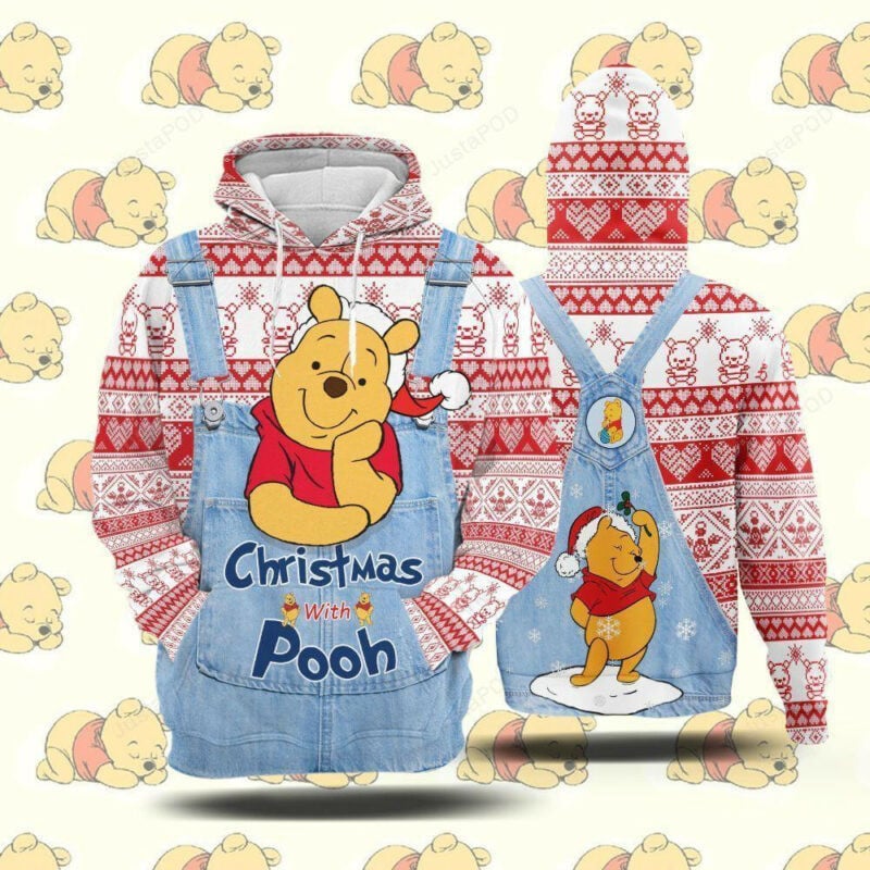 Winnie The Pooh Hoodie Christmas With Pooh Santa Pooh 3d Hoodie Zip Hoodie