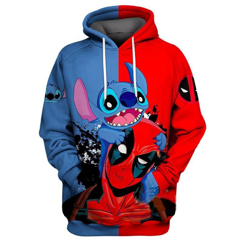 Stitch And Deadpool Over Print 3d Hoodie Zip Hoodie