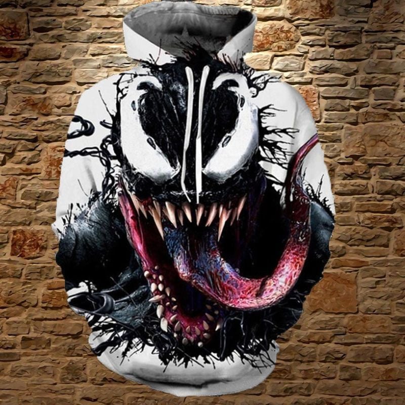 Venom Spiderman Over Print 3d Hoodie Zip Hoodie