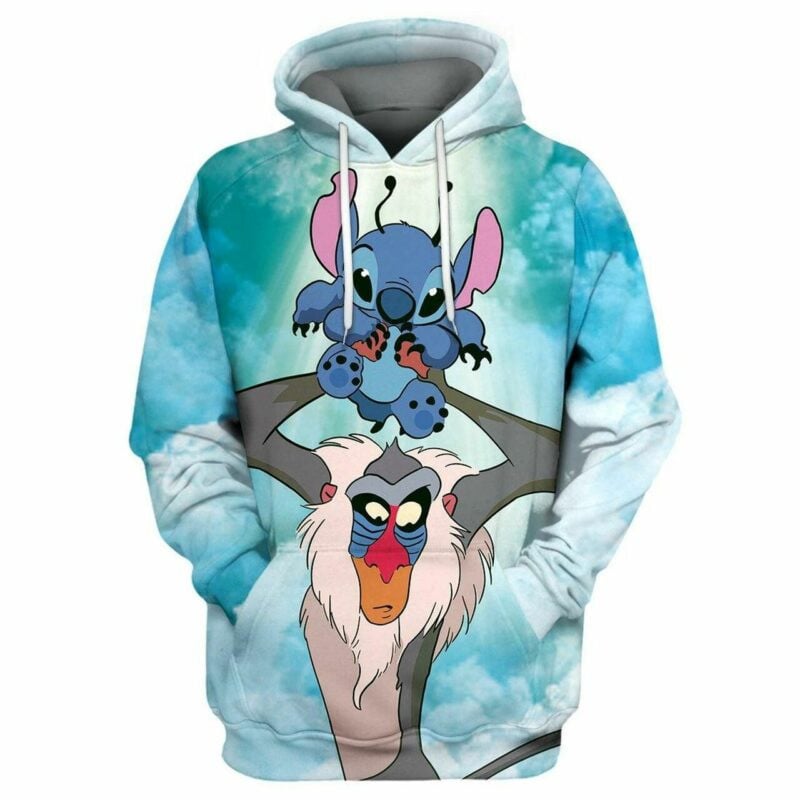 Disney Lilo And Stitch Rafiki And Stitch 3d Hoodie Zip Hoodie