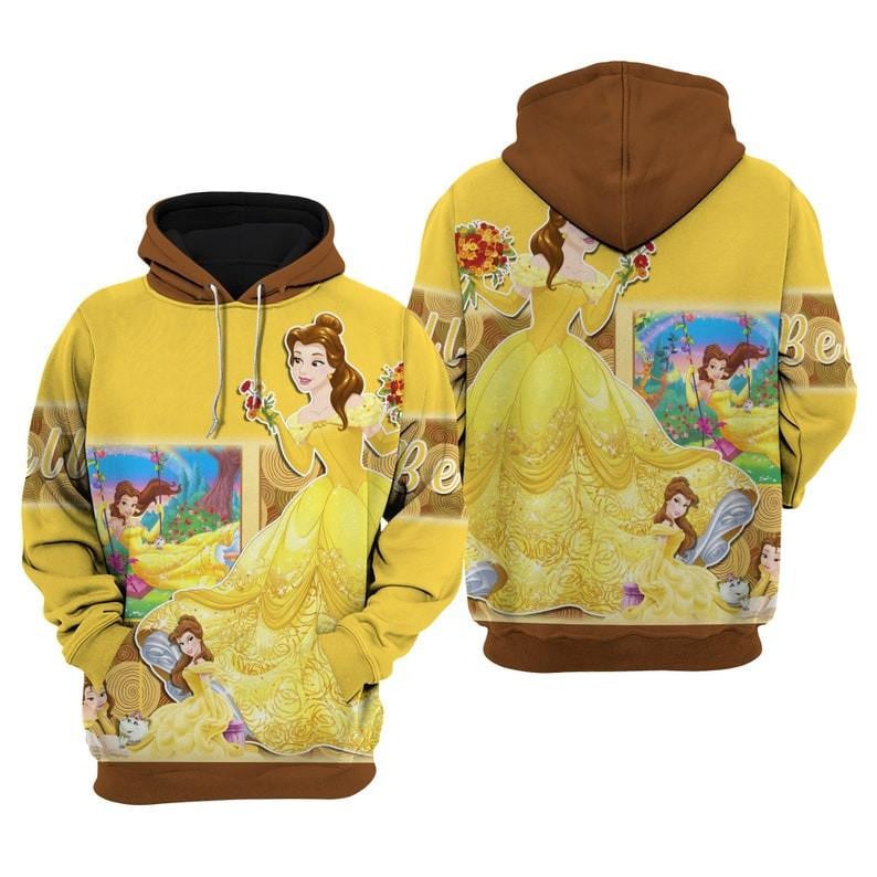 Belle Princess, Disney Princess Fan Gift, Beauty And The Beast All Over Print Hoodie, Zip Hoodie