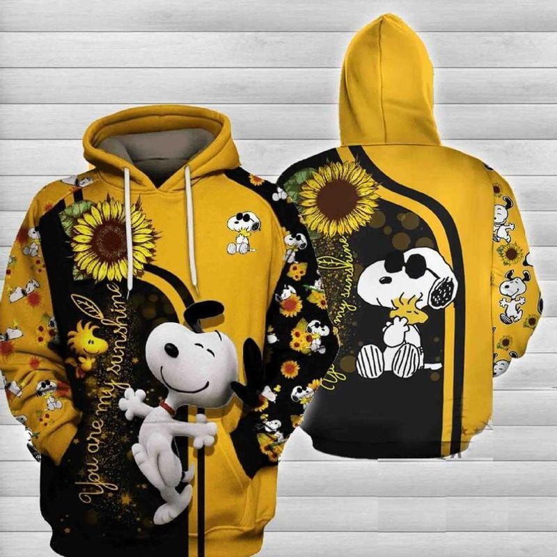 Disney Snoopy Sunflower You Are My Sunshine 3d Hoodie Zip Hoodie