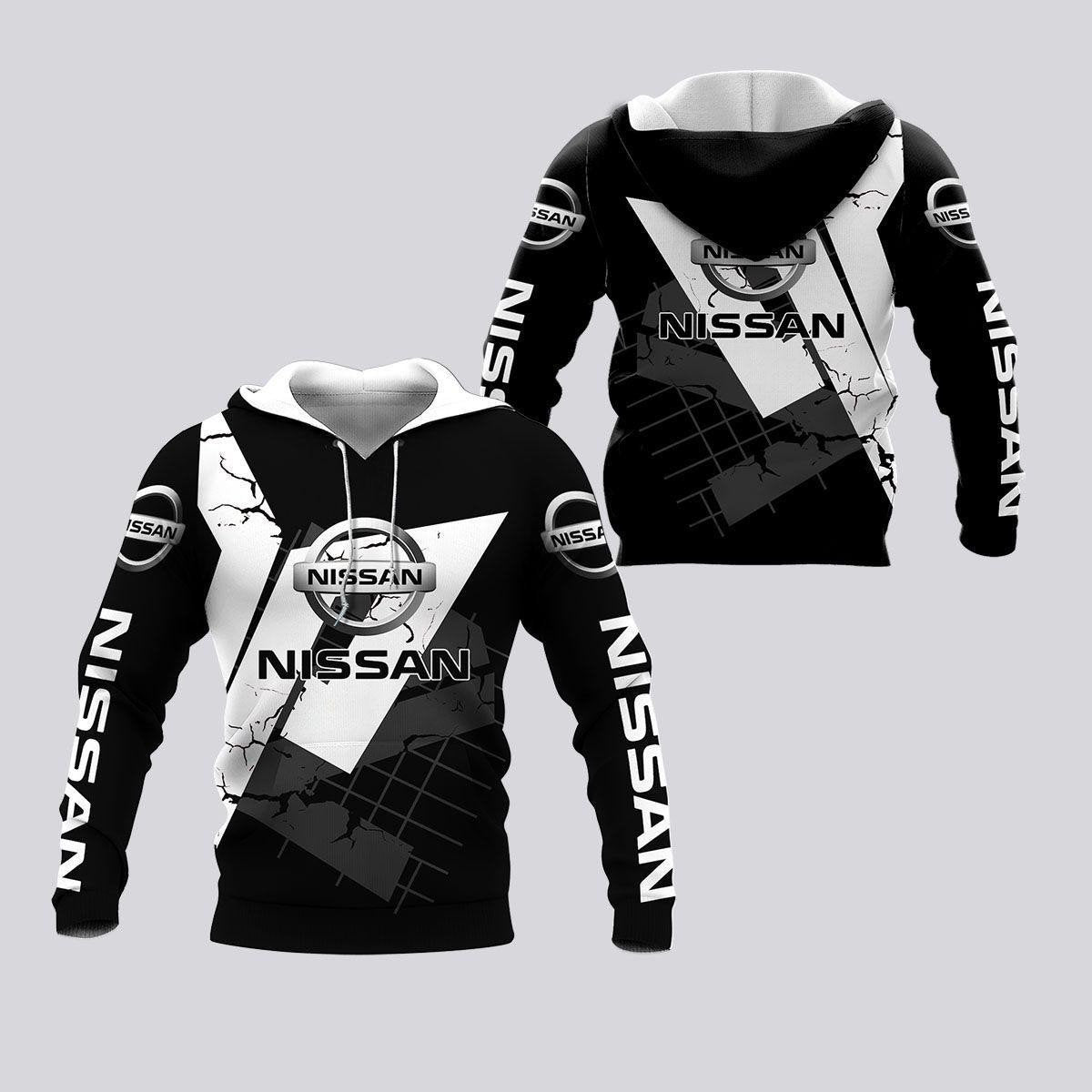 Nissan Lover Gift, Nissan Black And White All Over Print Hoodie, Zip Hoodie 178