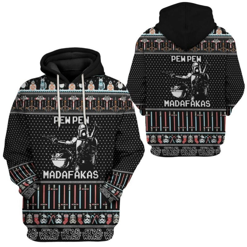 The Mandalorian Star Wars Yoda Ew Pew Madafakas Hoodie Zip Hoodie