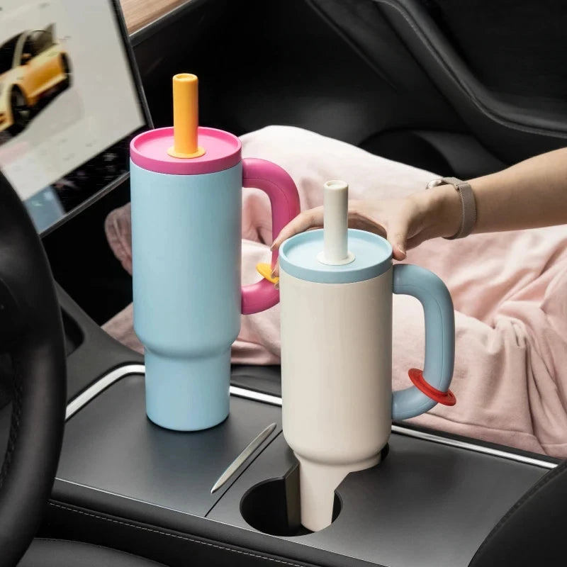 Chakolab High-capacity Cup with Straw Stainless Steel Vacuum Cup Silicone Pad 1050ml Pp Portable Ice King Cup for Hot Coffee Man
